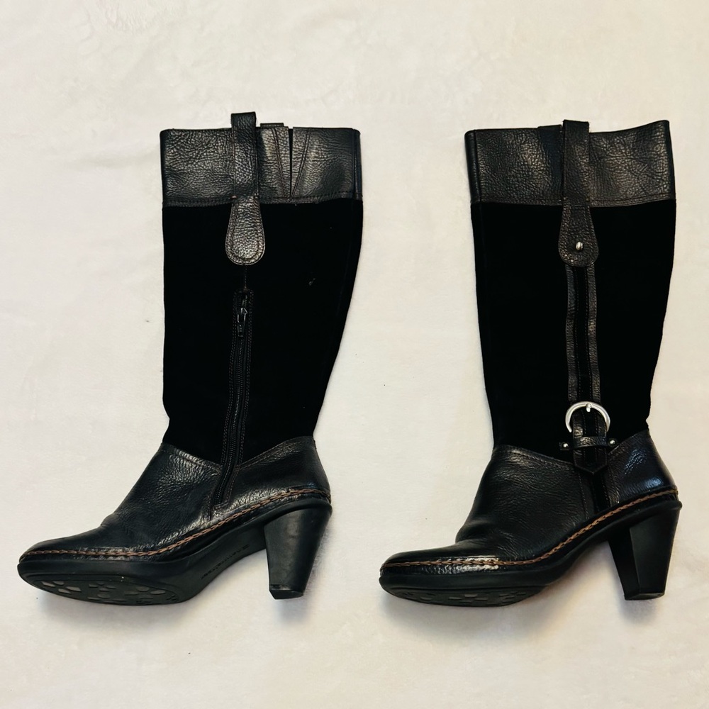 Naturalizer Dandy N5 Comfort Black Leather and Suede Heeled Boots Size 7.5 EC - Picture 2 of 11
